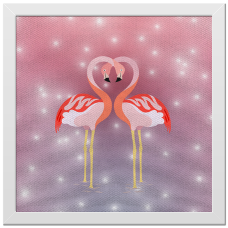 Холст 30x30 Printio Влюбленные фламинго