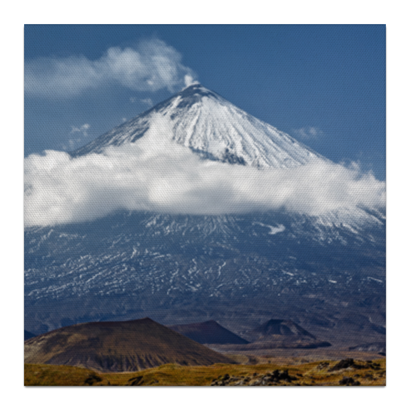 Холст 30x30 Printio Камчатка, осенний пейзаж, извержение вулкана