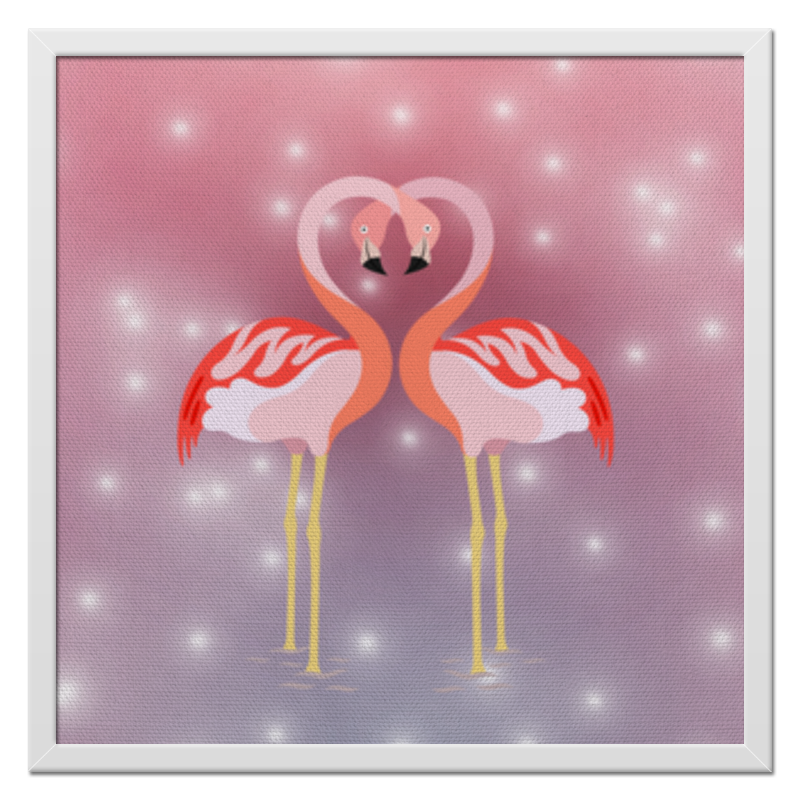 Холст 50x50 Printio Влюбленные фламинго