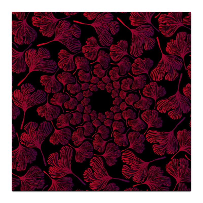 Холст 50x50 Printio Орнамент из красных листьев гинкго