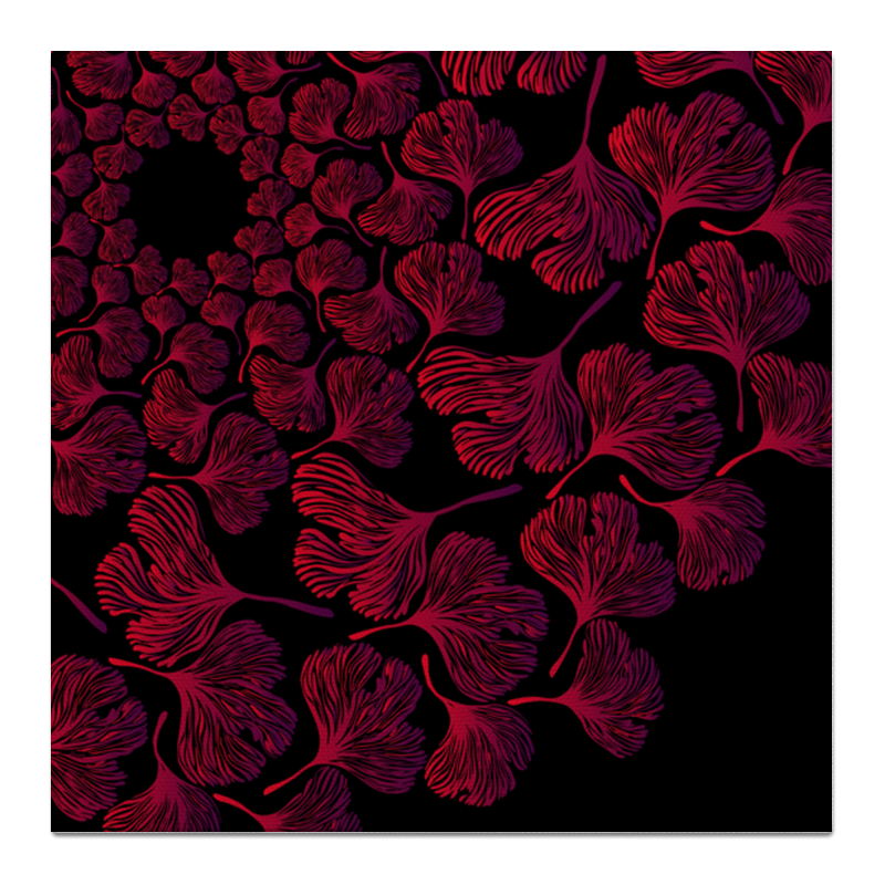 Холст 50x50 Printio Орнамент из красных листьев гинкго