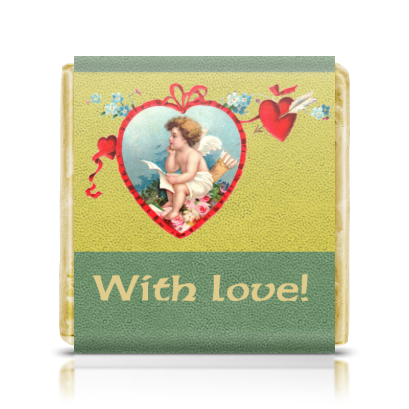 Шоколадка 3,5×3,5 см Printio With love! («с любовью!»)