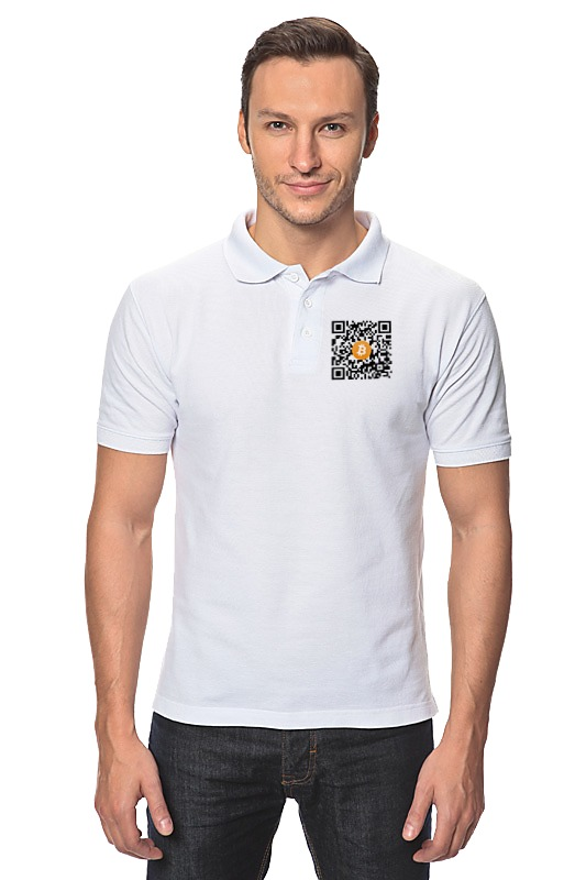 Рубашка Поло Printio Qr код биткоин белый