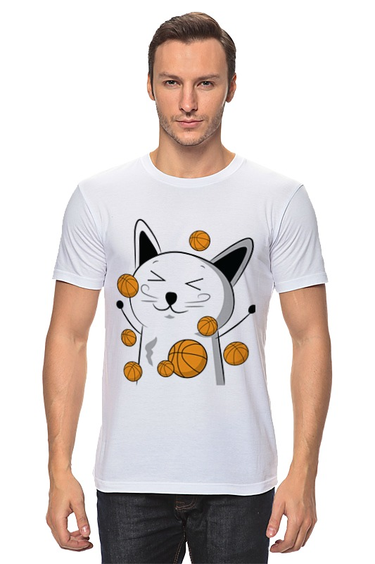 Футболка классическая Printio Счастливый котэ с баскетбольными мячами
