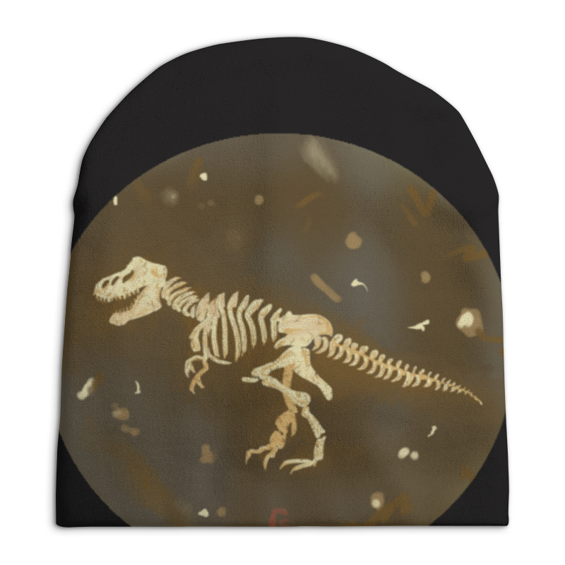 Шапка унисекс с полной запечаткой Printio Скелет динозавра