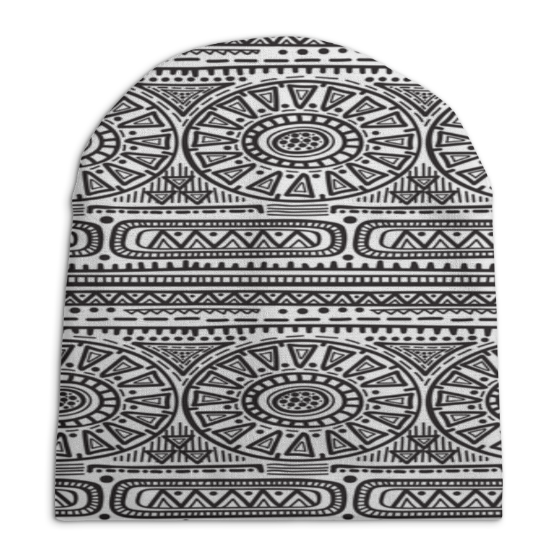 Шапка унисекс с полной запечаткой Printio Черно-белый орнамент