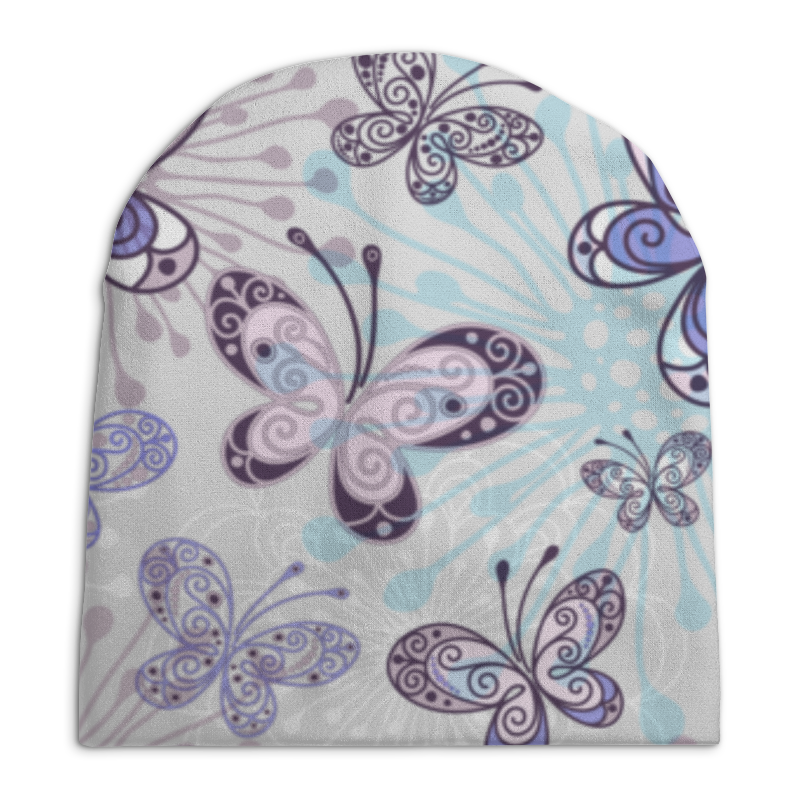 Шапка унисекс с полной запечаткой Printio Фиолетовые бабочки
