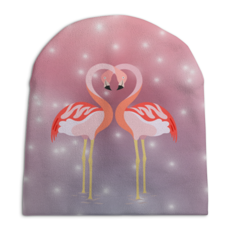 Шапка унисекс с полной запечаткой Printio Влюбленные фламинго