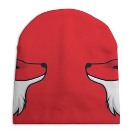 Шапка унисекс с полной запечаткой "Fox / Лиса" - fox, лиса, арт, животные, красный
