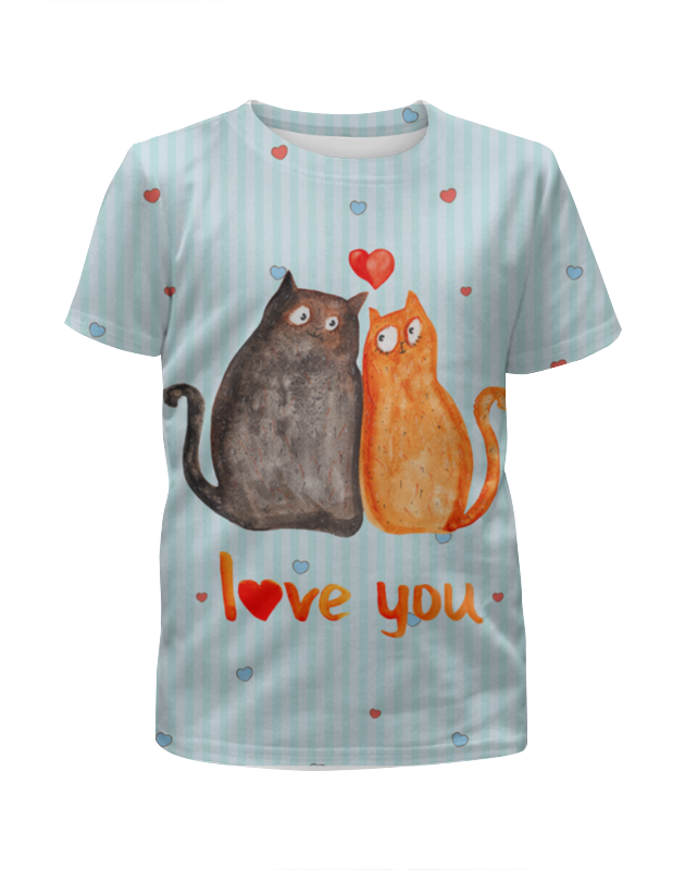 Футболка с полной запечаткой для мальчиков Printio Влюбленные коты. парные футболки.