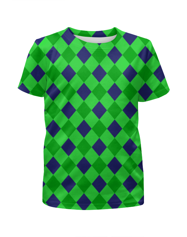 Футболка с полной запечаткой для мальчиков Printio Сине-зеленые квадраты