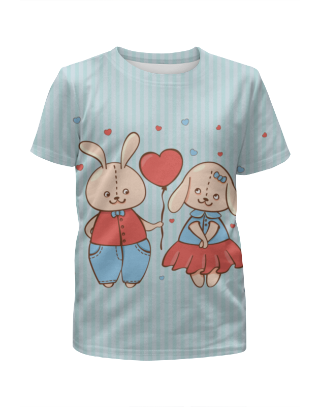 Футболка с полной запечаткой для девочек Printio Влюбленные зайцы. парные футболки.