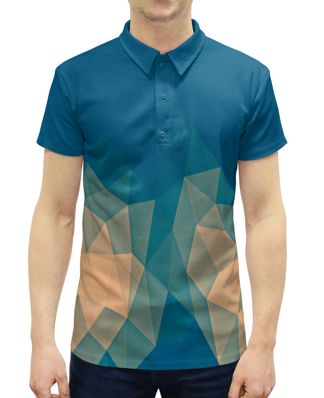 Рубашка Поло с полной запечаткой Printio Объемный синий