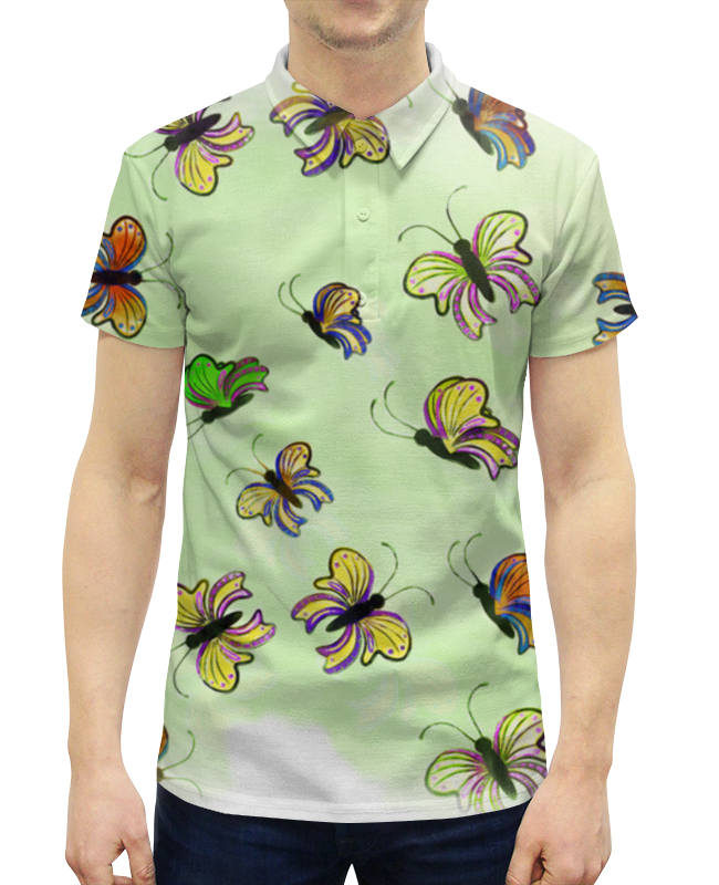 Рубашка Поло с полной запечаткой Printio Бабочки