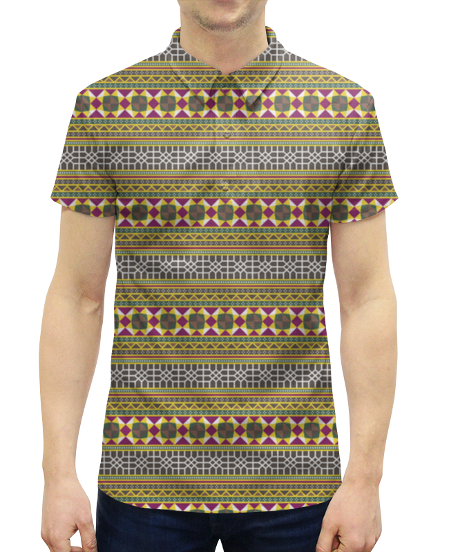 Рубашка Поло с полной запечаткой Printio Разноцветный геометрический орнамент