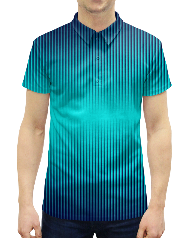 Рубашка Поло с полной запечаткой Printio Синие полосы