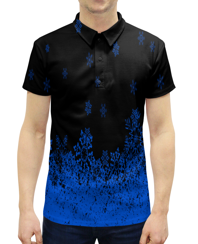 Рубашка Поло с полной запечаткой Printio Синие снежинки