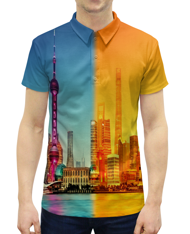Рубашка Поло с полной запечаткой Printio Город в красках