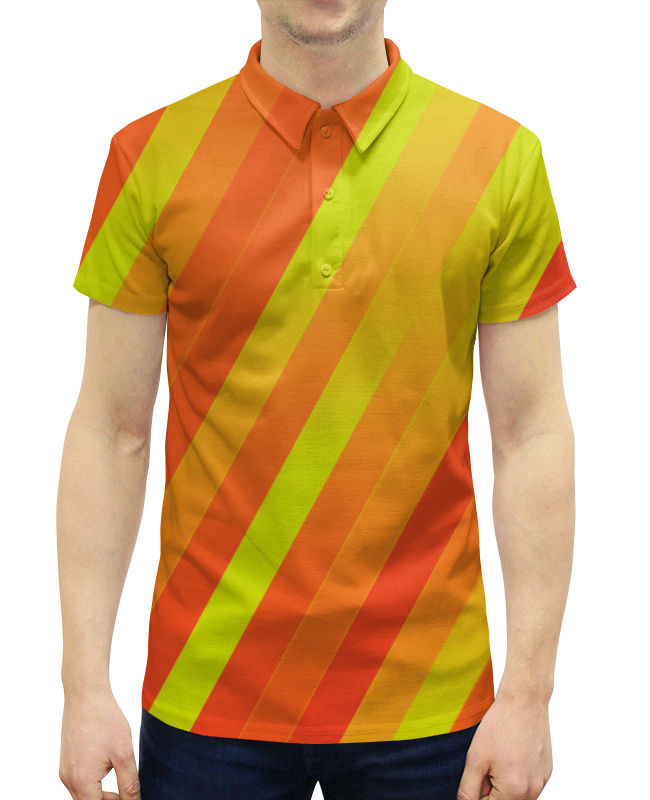 Рубашка Поло с полной запечаткой Printio Желто-оранжевые линии