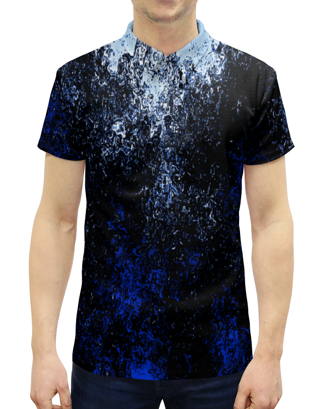Рубашка Поло с полной запечаткой Printio Черно-синие брызги