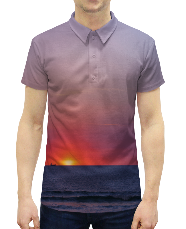 Рубашка Поло с полной запечаткой Printio Закат у моря