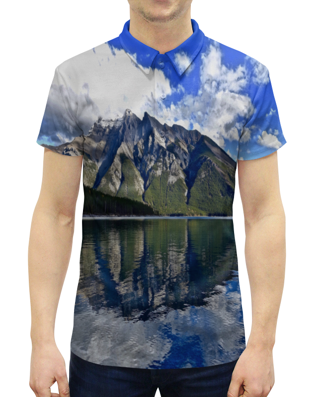 Рубашка Поло с полной запечаткой Printio Горы у берега