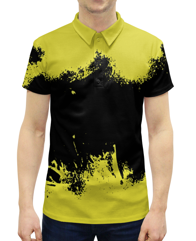 Рубашка Поло с полной запечаткой Printio Черно-желтые краски
