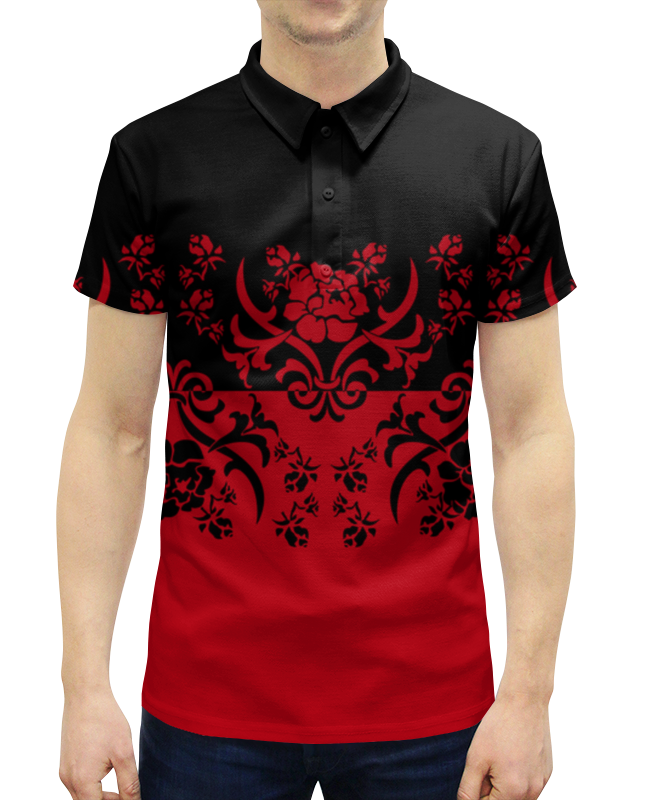 Рубашка Поло с полной запечаткой Printio Красно-черный