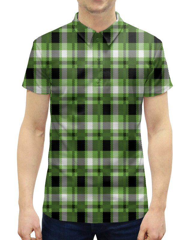 Рубашка Поло с полной запечаткой Printio Зеленая клетка
