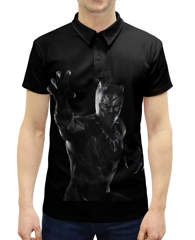 Рубашка Поло с полной запечаткой Printio Черная пантера