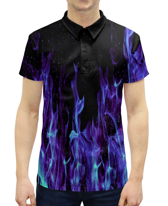Рубашка Поло с полной запечаткой Printio Синий огонь