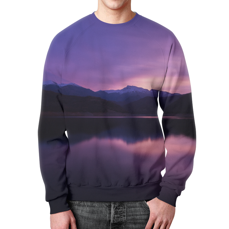Свитшот мужской с полной запечаткой Printio Фиолетовый пейзаж