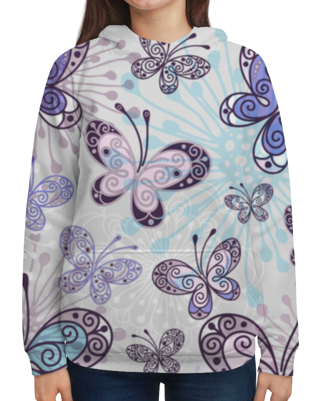 Толстовка с полной запечаткой Printio Фиолетовые бабочки