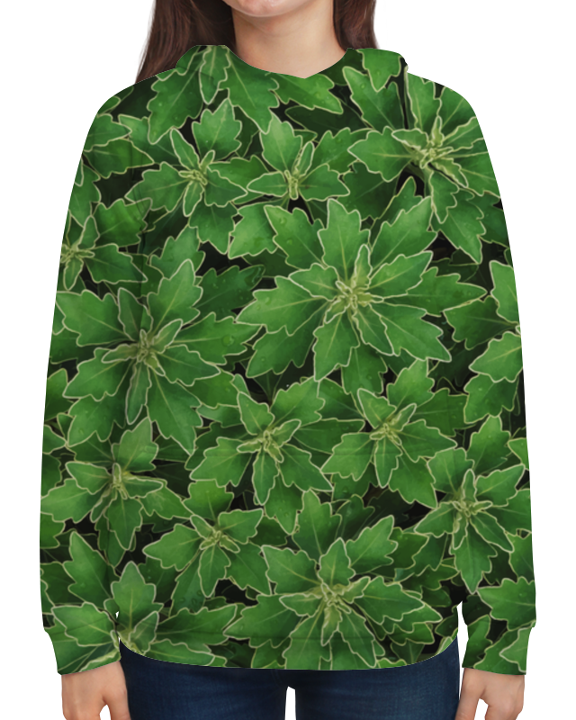 Толстовка с полной запечаткой Printio Зеленые листья