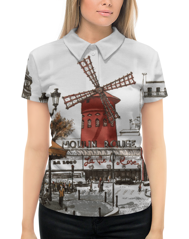 Рубашка Поло с полной запечаткой Printio Moulin rouge. мулин руж