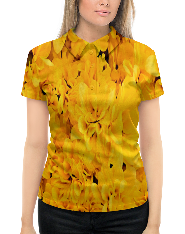 Рубашка Поло с полной запечаткой Printio Желтые цветы