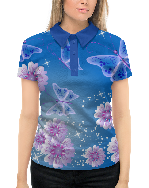 Рубашка Поло с полной запечаткой Printio Летние цветы