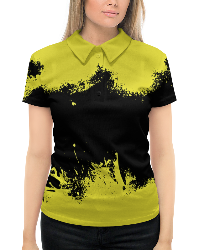 Рубашка Поло с полной запечаткой Printio Черно-желтые краски