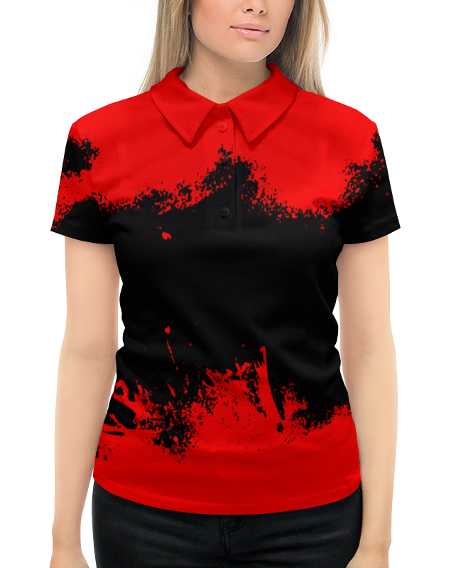 Рубашка Поло с полной запечаткой Printio Черно-красные краски