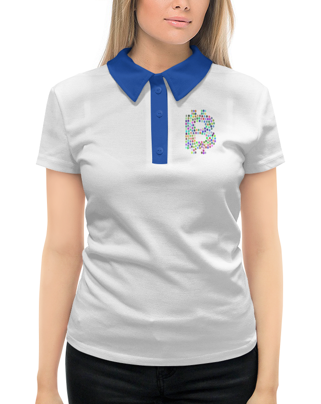 Рубашка Поло с полной запечаткой Printio Офис крипто стиль (синий воротничек)
