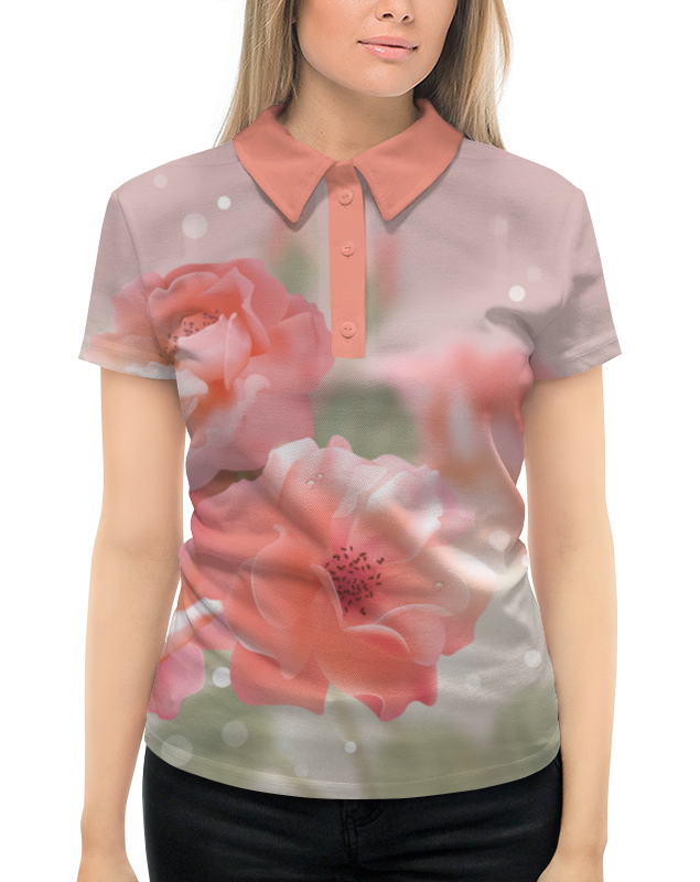 Рубашка Поло с полной запечаткой Printio Цветы