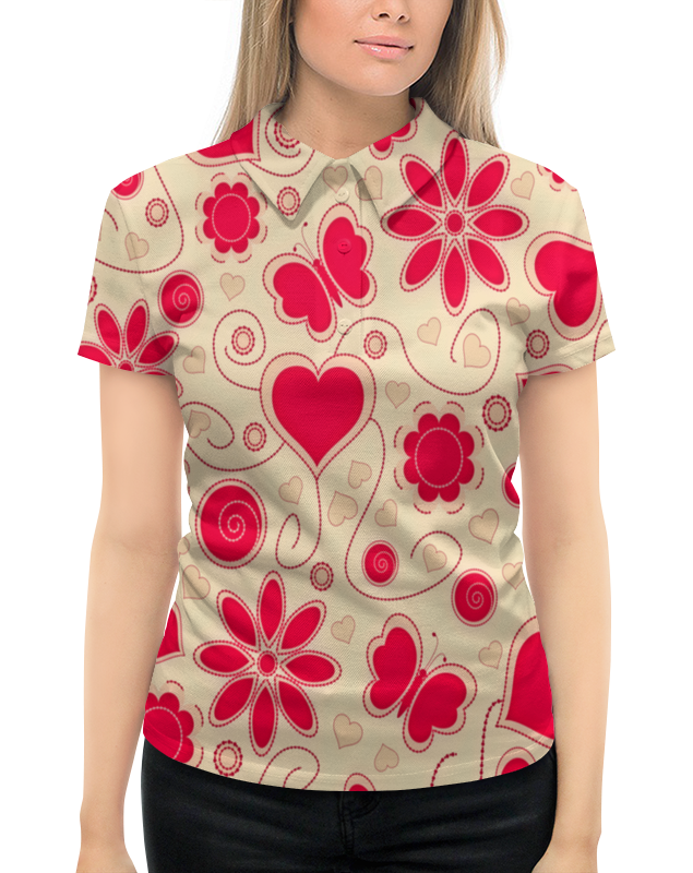 Рубашка Поло с полной запечаткой Printio Бабочки и цветы