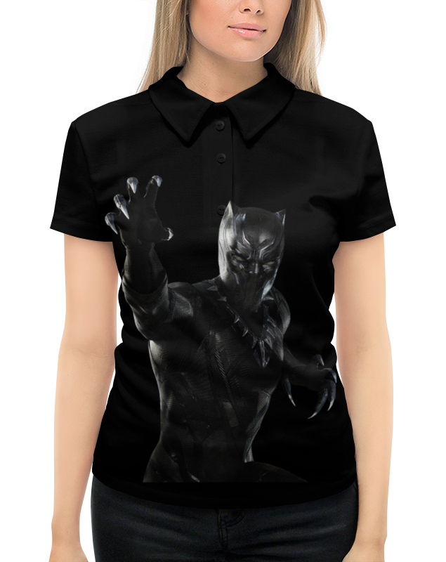 Рубашка Поло с полной запечаткой Printio Черная пантера