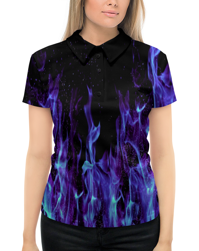 Рубашка Поло с полной запечаткой Printio Синий огонь