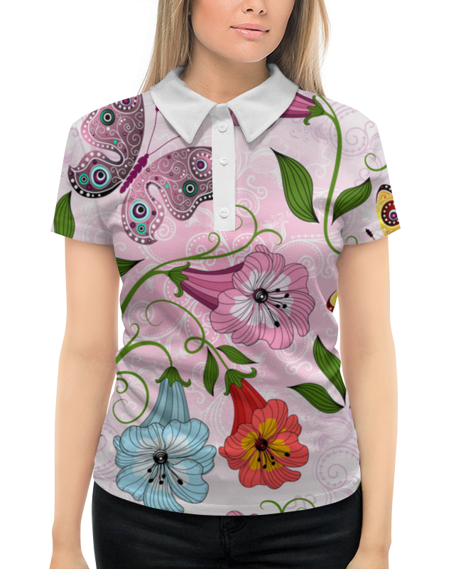 Рубашка Поло с полной запечаткой Printio Летние цветы