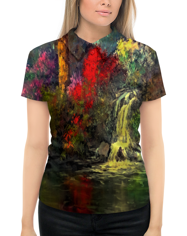 Рубашка Поло с полной запечаткой Printio Водопад