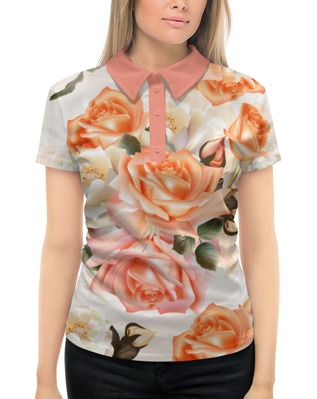 Рубашка Поло с полной запечаткой Printio Чайная роза