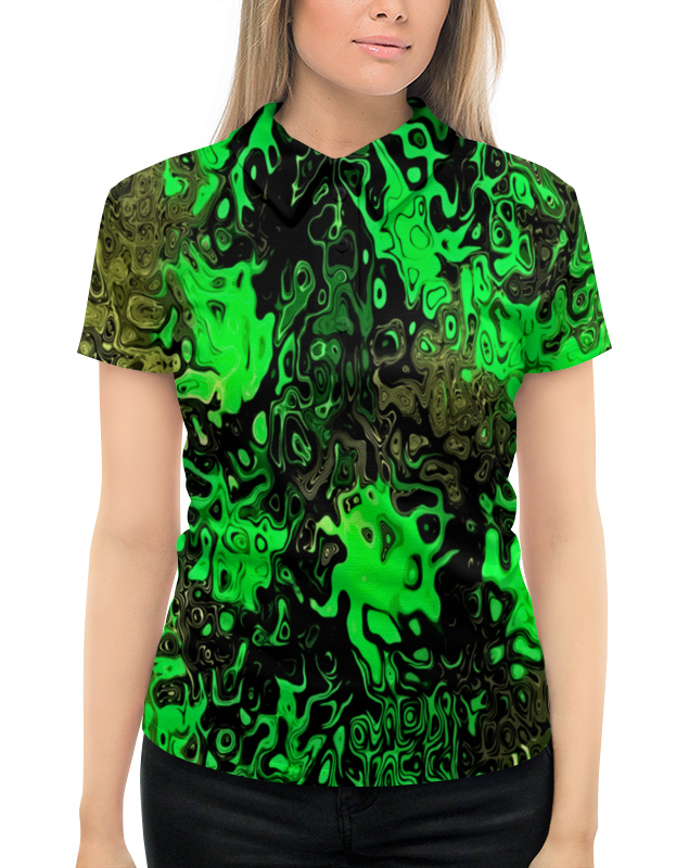 Рубашка Поло с полной запечаткой Printio Серо-зеленый