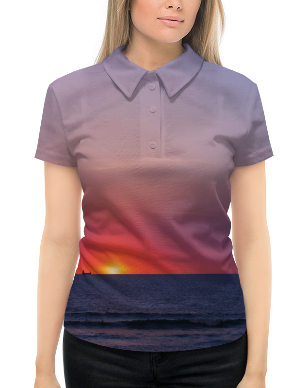 Рубашка Поло с полной запечаткой Printio Закат у моря