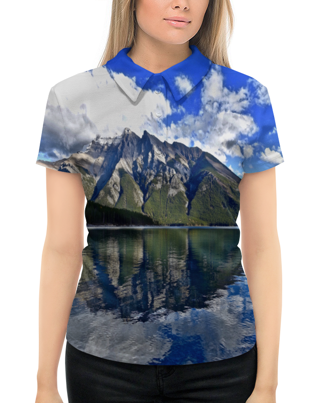 Рубашка Поло с полной запечаткой Printio Горы у берега